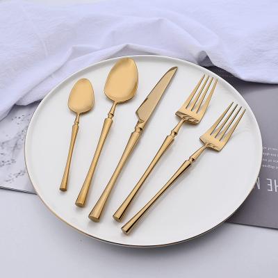 China Amazon Hot Unique Stainless Steel Luxury Gold Plated Spoons Bulk Fork Spoon Cutlery Sets Flatware Wedding Gold Flatware Set for sale