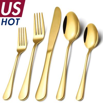 China Viable Wholesale Luxury Metal Silverware Flatware Spoons And Forks Sets Wedding Events Gold Plated Cutlery Sets Gold Utensils for sale