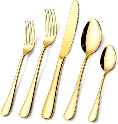 China OEM Viable Knife Spoon Fork Set Gold 20 24Pcs Travel Camping Flatware Sets Stainless Cutlery Home Kitchen Cutlery for sale