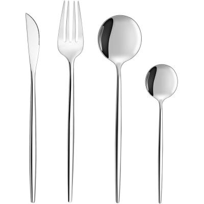 China Viable Western Silverware Stainless Steel Dinnerware Silver Flatware Wedding Hotel Teaspoon Laser Silverware Set for sale