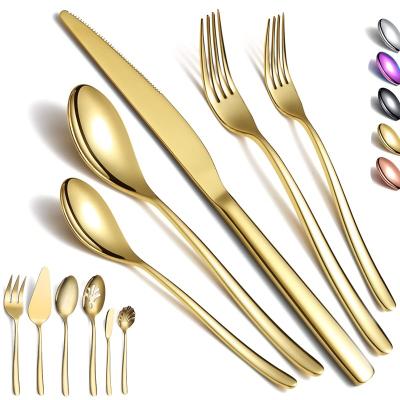 China Good Quality Flatware Sustainable Luxury Gold Set Hammered Essentials Wholesale Modern Flatware for sale