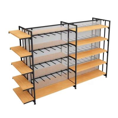 China OEM ODM Supermarket Double Sided Craft Store Displays Steel Wood Peg Hook Display Racks for sale