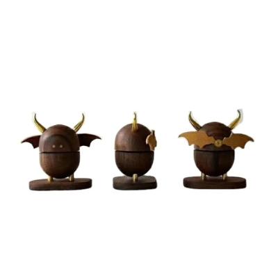 China Durable Antique Little Angel Small Devil Pattern Black Walnut Crafts Wooden Effect Car Interior Decoration Handmade Aromatherapy for sale