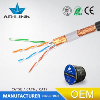 China Good quality 1000ft/roll Outdoor Telecommunication/CCTV/Computer LAN cabe solid copper SFTP cat5e 24awg cable for sale