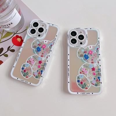 China Wholesale fashionable popular waterproof drop proof laser bear flowers shockproof for xiaomi redmi note 10 pro phone case for sale