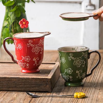 China Ceramic Mugs Sakura Porcelain Cup Durable Wholesale Reusable Safe Milk Coffee Tea Microwave Ceramic Mugs Hand Painted Viable Custom Made Water for sale