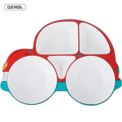 China Stocked Design Home Fancy Hotel Used Ceramic Car Shaped Plate Serving Plate Cartoon Dishes Set For Sale for sale