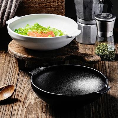 China Healty Bowl Disposable Natural Japanese Ceramic Ramen Tableware Porcelain Noodle Servers Binaural Bowl for sale