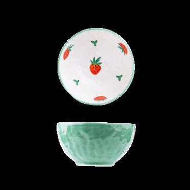 China New Design Strawberry Hand Paint Home Iterm Disposable Cartoon Rice Ceramic Bowl for sale