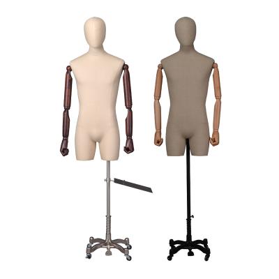 China Other New Egg Head Bust With Legs Wrapped Male Mannequin Eco - Friendly Cloth Material Dummy With Wooden Arms for sale