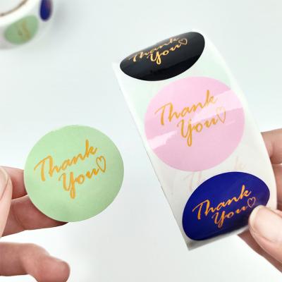 China Waterproof 1.5 inch Thank You Sticker, Gold Foil Round Vinyl Sticker Thank You For Supporting My Small Business Sticker, Logo Sticker Roll for sale