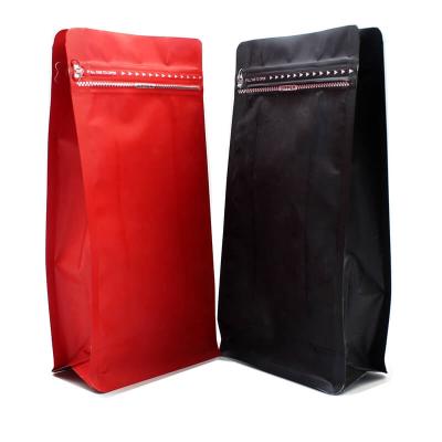 China 250g 500g 1kg Square Bottom Coffee Pouches Zipper Aluminum Foil Flat Bottom Moisture Proof Matte Bags With Valve for sale