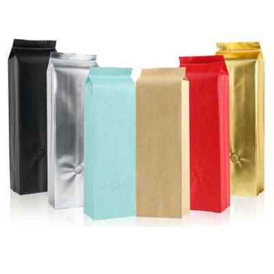 China Moisture Proof Aluminum Pouch Food Grade Bags Side Gusset Coffee Bag Packaging Flat Bottom Bag With Zipper Matt Valve for sale