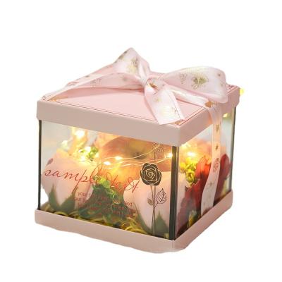 China Recyclable Christmas Gift Box For Eve Apple Jewelry Packaging Transparent Windows Bow Ribbon Cardboard Paper Boxes for sale