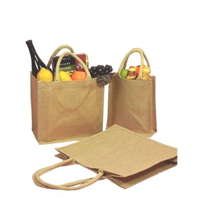 China Hot Sale Empty Handled Jute Handbags, Reusable Burlap Grocery Tote Bags With Custom Logo for sale