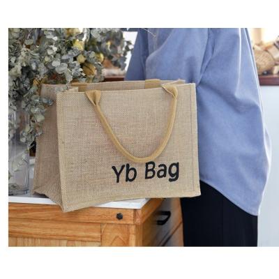 China Rope Handle Burlap Tote Waterproof Linen Lunch Box Travel Fashion Out Shopping With Large Capacity Handbag For Women for sale