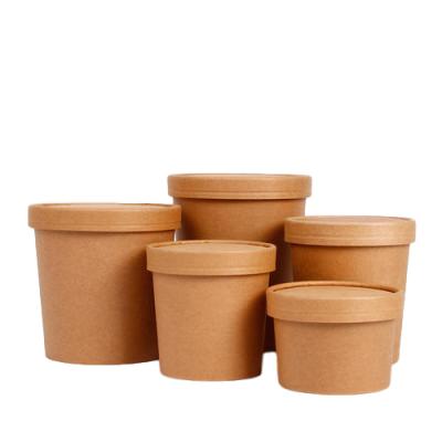 China Wholesale Recyclable Cheap Custom Printed Blank Kraft Paper Hot Logo Soup Bowl for sale