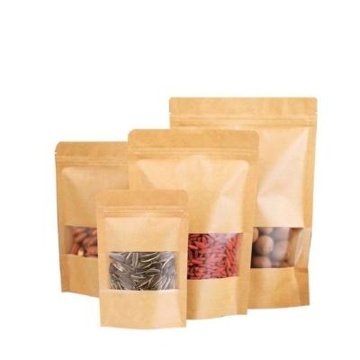 China Self-Sealing Self-Seal Coffee Beans Food Wrapping Paper Flower Tea Nut Stain Brown Paper Bag Recyclable Window Packaging for sale