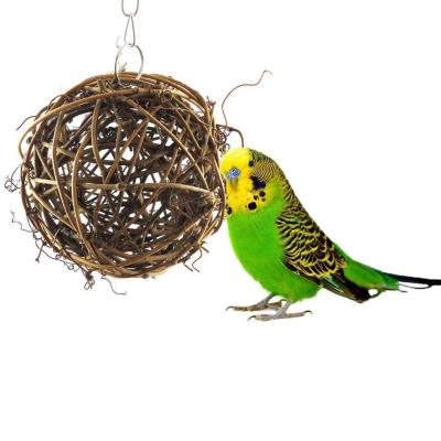 China Wholesale Parrot Toys Stocked Natural Cane Large Chewing Toy Parrot Swing Bird Toy Parrot Stand Frame for sale