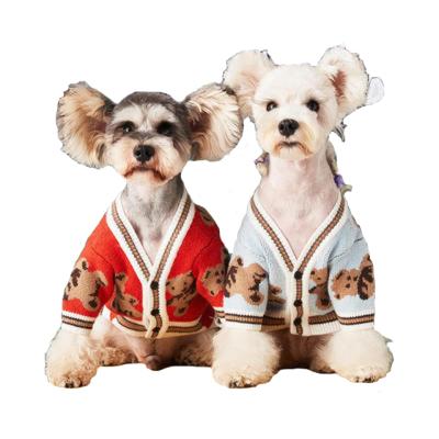 China Viable pet clothes autumn and winter bear cardigan Teddy Chenery Bomei fa cute doubi bear dog party sweater for sale