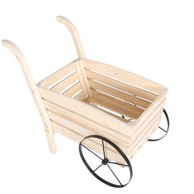 China Planting Trolley Wooden Flower Wagon Decorative Indoor Outdoor Mobile Garden Cart for sale