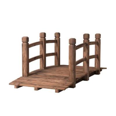 China Easily Assembled Wooden Bridge 5' Decorative Stained Finish Garden Pond Solid Wood Bridge for sale