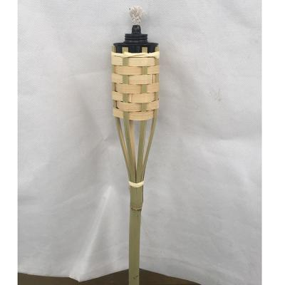 China Garden Torch Tiki Torch With Weaving Black Color Outdoor GardenTorch Bamboo Canister 60cm for sale