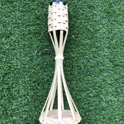 China Garden Torch 35CM Top Model Natural Color With Bamboo Table Weaving Wooden Base Tiki Torch Garden Torch for sale