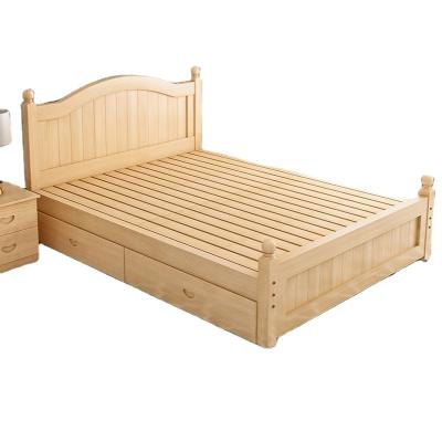 China Latest Simple Wooden Modern Design Wooden Storage King Size Bed for sale