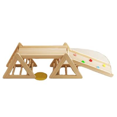 China Plalyground Indoor Baby Wooden Climbing Toy Children's Environmental Protection Triangle Climbing Solid Wood Frame for sale