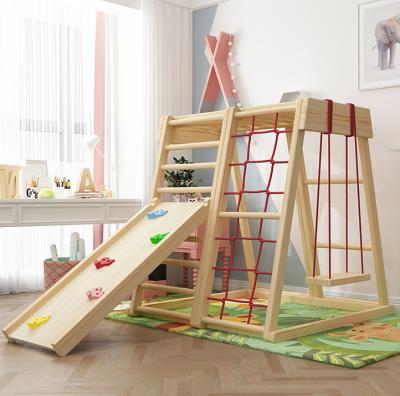 China Playgrond Multi-Function Indoor Wooden Indoor Playground Wooden Kids Indoor Gym Installed Ladder Rising Bar for sale