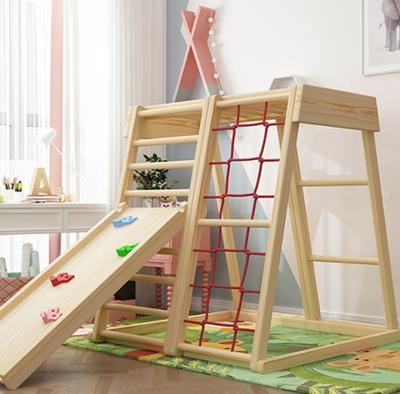 China Solid Wooden Frame Indoor Household Slide Baby Climbing Playgrond Multifunctional Indoor Wooden Children Small Forming Wooden Swing Toy for sale