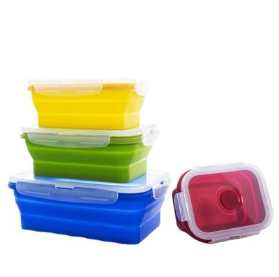 China High End Oven Technology Manufacturing Rectangle Collapsible Silicone Food Box Bento Lunch Box for sale