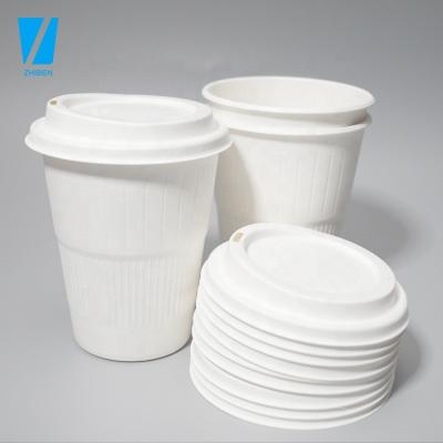 China Non Spill Travel Biodegradable Hot Lids Coffee Bagasse Factory Direct Sale Disposable Sugar Cane Paper Cover For Cup for sale