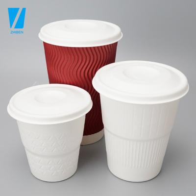 China Non Spill 100% Eco Friendly Natural Biodegradable Custom Keep Bagasse Wholesale To-Go Fiber Reusable Coffee Cup To Match Cup Lid for sale