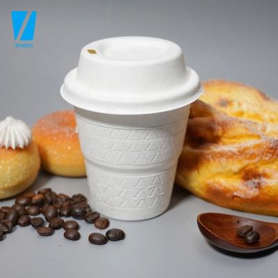 China 8oz 12oz Disposable Coffee Paper Cup Sugar Cane Pulp Biodegradable Biodegradable Bagasse for sale