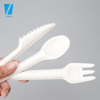 China Natural Biodegradable Loose Bagasse Knife Fork Travel Degradable Disposable Bagasse Cutlery Set 16cm for sale