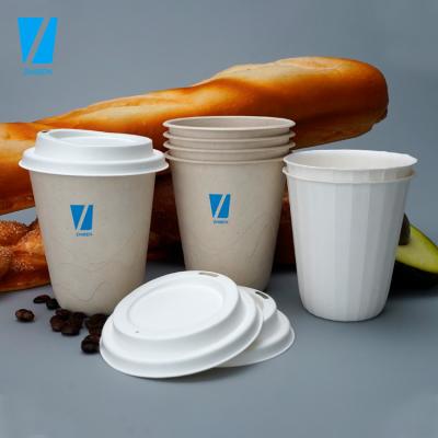 China Biodegradable custom printed biodegradable coffee cups cupsdisposable mugs 12 oz 100% compostable coffee paper with lids for sale