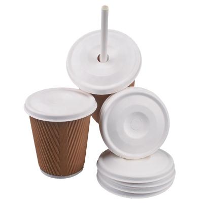 China Food Package 9oz Disposable Paper Cups With Lids 100% Biodegradable Waterproof Sugarcane Paper Pulp Coffee Latte Maker for sale