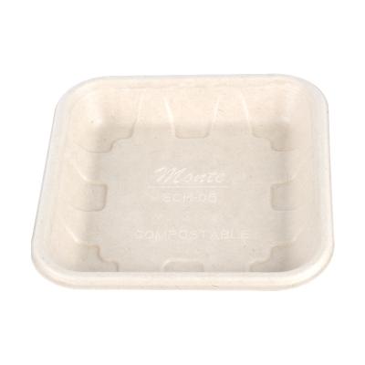 China Zhiben 100% Disposable Compostable Biodegradable Bagasse Pulp Square Fruit Dish for sale