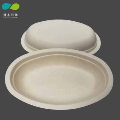 China Best Price Zhiben 100% Disposable Compostable Bagasse Biodegradable Sugarcane Pulp Oval Bowl for sale