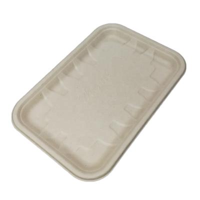 China Factory Customization Zhiben Rectangular Recyclable Paper Tray Meat Sugarcane Meat Packing Paper Food Tray Rectangular Recyclable Paper Tray for sale