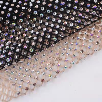 China Bags stretch rhinestone fabric elastic crystals blingbling rhinestone grid glass wholesale for sale