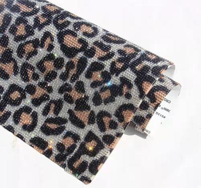 China Hot Custom Clothing Accessories Flatback Leopard Pattern Crystal Rhinestone Panel for sale