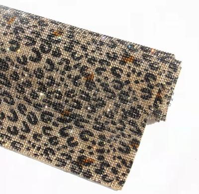 China Wholesale Repair Thermal Rhinestone Printing Flatback Leopard Mesh DIY Crystal Decorative Rhinestone Panel for sale