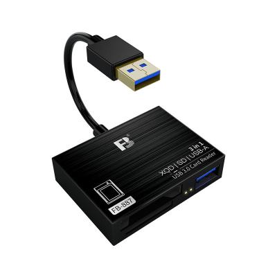 China Fast Plastic Case FB-887 XQD Card SD Card And U Disk 3 In 1 USB3.0 Memory Card Reader for sale