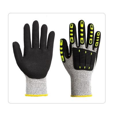 China 13 guantes de la seguridad del impacto de Sandy Nitrile Palm Coating Oilfield del trazador de líneas del indicador HPPE en venta