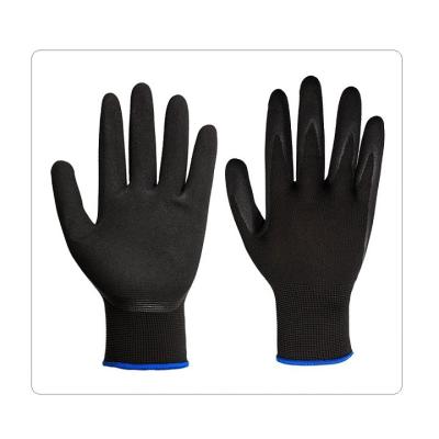 China Guantes de nylon de la seguridad de la mano del nitrilo del negro del trazador de líneas del mantenimiento general en venta