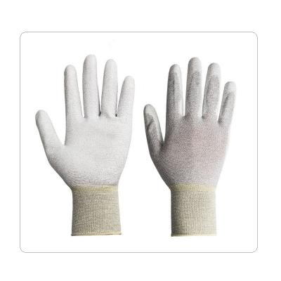 China 13 Gauge Carbon Fiber Knit ESD PU Palm Coated Agriculture Use Gloves for sale