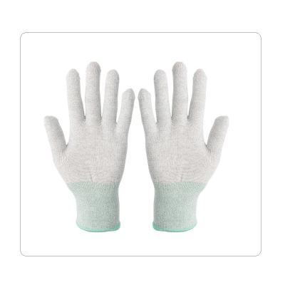 China Electronic Industry Grey Carbon Fiber Knit PU Gloves for sale